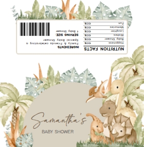 666 Neutral Hello Baby Dinosaur Baby Shower Candy Wrapper: 666 Neutral Hello Baby Dinosaur Baby Shower Mega Bundle