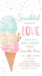 1074 Sprinkled with Love Ice Cream Baby Shower Invitation Mobile A: 1074 Sprinkled with Love Ice Cream Baby Shower Mega Bundle