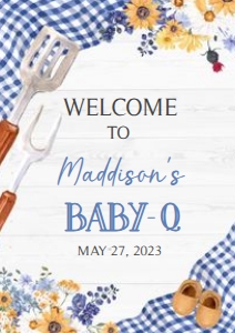 304 Navy Blue Barbeque Baby Shower Welcome Sign A4: 304 Navy Blue Barbeque Baby Shower Mega Bundle