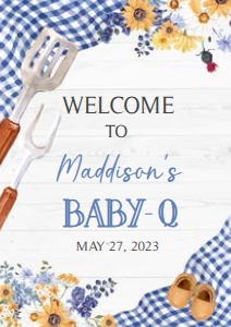 304 Navy Blue Barbeque Baby Shower Welcome Sign A3: 304 Navy Blue Barbeque Baby Shower Mega Bundle
