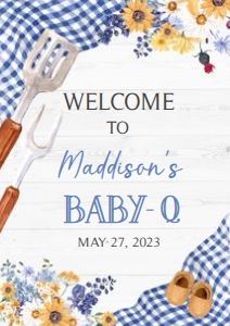 304 Navy Blue Barbeque Baby Shower Welcome Sign A1: 304 Navy Blue Barbeque Baby Shower Mega Bundle