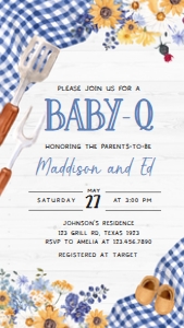 304 Navy Blue Barbeque Baby Shower Invitation Mobile: 304 Navy Blue Barbeque Baby Shower Mega Bundle