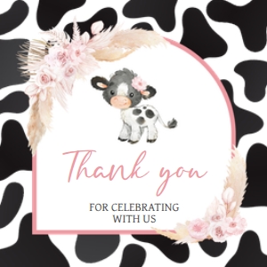 662 Girl Holy Cow Baby Shower Square Favor Tag: 662 Girl Holy Cow Baby Shower Mega Bundle