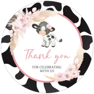 662 Girl Holy Cow Baby Shower Round Favor Tag: 662 Girl Holy Cow Baby Shower Mega Bundle