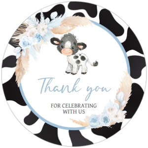 663 Boy Holy Cow Baby Shower Round Favor Tag: 663 Boy Holy Cow Baby Shower Mega Bundle