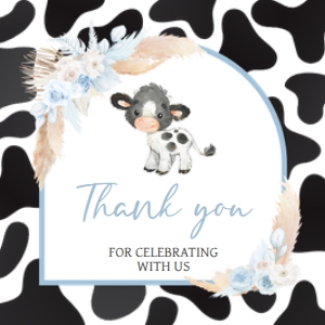 663 Boy Holy Cow Baby Shower Square Favor Tag: 663 Boy Holy Cow Baby Shower Mega Bundle