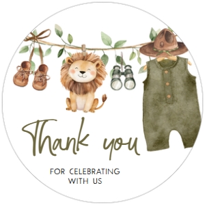1059 Safari Clothes Baby Shower Round Favor Tag A: 1059 Safari Clothes Baby Shower Mega Bundle