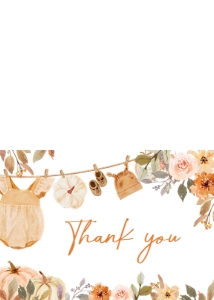 1107 Pumpkin Clothes Line Baby Shower Thank You Card A: 1107 Pumpkin Clothesline Baby Shower Invitation Set