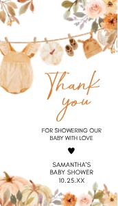 1107 Pumpkin Clothesline Baby Shower Favor Tag design preview