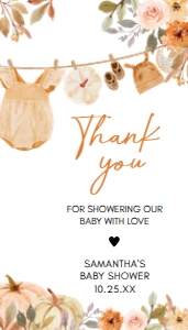 1107 Pumpkin Clothes Line Baby Shower Favor Tag A: 1107 Pumpkin Clothesline Baby Shower Favor Tag