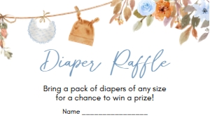1109 Blue Pumpkin Clothes Line Baby Shower Diaper Raffle A: 1109 Blue Pumpkin Clothes Line Baby Shower Invitation Set