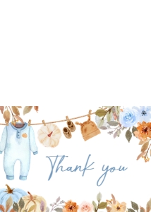 1109 Blue Pumpkin Clothes Line Baby Shower Thank You Card A: 1109 Blue Pumpkin Clothes Line Baby Shower Invitation Set