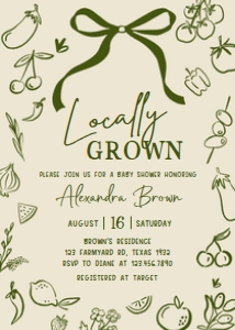 1108 Locally Grown Baby Shower Invitation A: 1108 Locally Grown Baby Shower Invitation