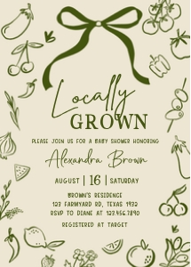1108 Locally Grown Baby Shower Invitation design preview
