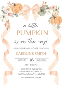 1110 Bow Pumpkin Baby Shower Invitation A: 1110 Bow Pumpkin Baby Shower Mega Bundle