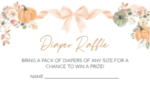 1110 Bow Pumpkin Baby Shower Diaper Raffle A: 1110 Bow Pumpkin Baby Shower Mega Bundle