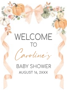 1110 Bow Pumpkin Baby Shower Welcome Sign design preview