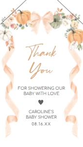 1110 Bow Pumpkin Baby Shower Favor Tag with Line A: 1110 Bow Pumpkin Baby Shower Mega Bundle