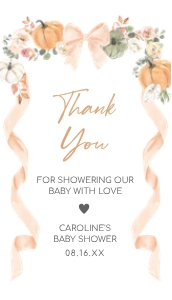 1110 Bow Pumpkin Baby Shower Favor Tag design preview