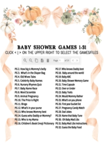 1110 Bow Pumpkin Baby Shower Games design preview