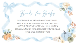 1110 Blue Bow Pumpkin Baby Shower Books for Baby C: 1110 Blue Bow Pumpkin Baby Shower Invitation Set