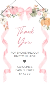 1110 Pink Bow Pumpkin Baby Shower Favor Tag with Line B: 1110 Pink Bow Pumpkin Baby Shower Mega Bundle