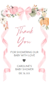 1110 Pink Bow Pumpkin Baby Shower Favor Tag B: 1110 Pink Bow Pumpkin Baby Shower Mega Bundle
