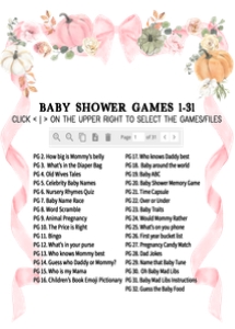 1110 Pink Bow Pumpkin Baby Shower Games design preview