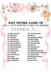 1110 Pink Bow Pumpkin Baby Shower Games Bundle 2 B: 1110 Pink Bow Pumpkin Baby Shower Mega Bundle
