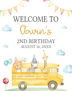 86BD School Bus Birthday Party Welcome Sign 16x20 A: 86BD School Bus Birthday Party Welcome Sign