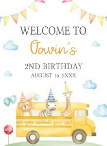 86BD School Bus Birthday Party Welcome Sign design preview