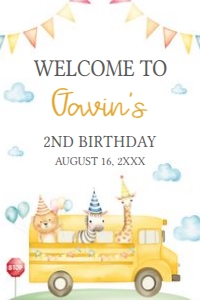 86BD School Bus Birthday Party Welcome Sign 20x30 A: 86BD School Bus Birthday Party Welcome Sign