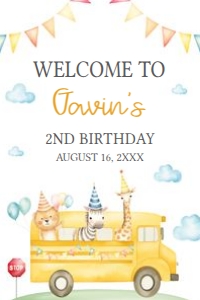86BD School Bus Birthday Party Welcome Sign 24x36 A: 86BD School Bus Birthday Party Welcome Sign