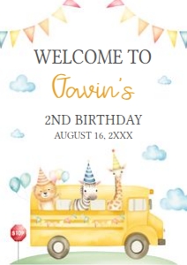 86BD School Bus Birthday Party Welcome Sign A1 A: 86BD School Bus Birthday Party Welcome Sign