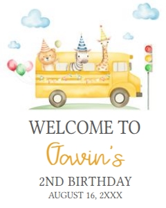 86BD School Bus Birthday Party Welcome Sign 16x20 B: 86BD School Bus Birthday Party Welcome Sign