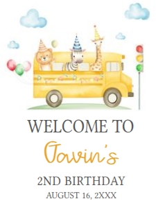 86BD School Bus Birthday Party Welcome Sign 18x24 B: 86BD School Bus Birthday Party Welcome Sign