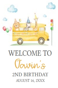 86BD School Bus Birthday Party Welcome Sign 20x30 B: 86BD School Bus Birthday Party Welcome Sign