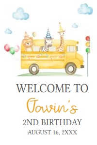 86BD School Bus Birthday Party Welcome Sign 24x36 B: 86BD School Bus Birthday Party Welcome Sign