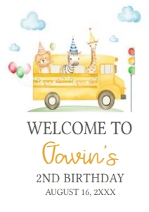 86BD School Bus Birthday Party Welcome Sign A2 B: 86BD School Bus Birthday Party Welcome Sign