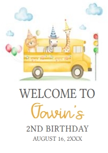 86BD School Bus Birthday Party Welcome Sign A3 B: 86BD School Bus Birthday Party Welcome Sign