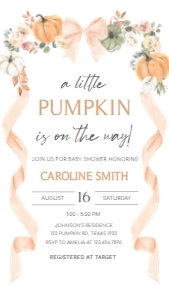 1110 Bow Pumpkin Baby Shower Invitation Mobile A: 1110 Bow Pumpkin Baby Shower Mega Bundle
