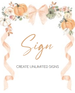 1110 Bow Pumpkin Custom Sign A: 1110 Bow Pumpkin Baby Shower Mega Bundle