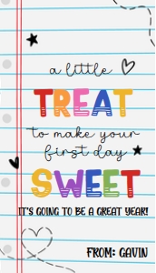 95SE A Little Treat to Make Your First Day Sweet Seasonal Favor Tag A design preview