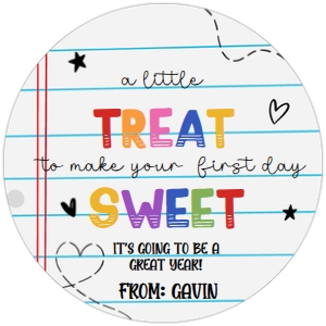 95SE A Little Treat to Make Your First Day Sweet Seasonal Favor Tag B design preview