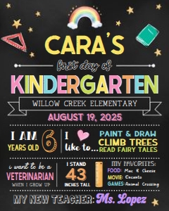 98SE Chalkboard Back to School Sign First Day 16x20 A: 98SE Chalkboard Back to School Sign A