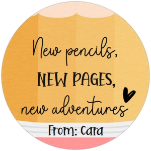 101SE Pencil First Day of School Seasonal Round Favor Tag design preview