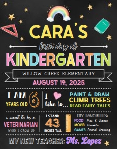 98SE Chalkboard Back to School Sign First Day 11x14 A: 98SE Chalkboard Back to School Sign A