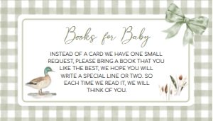 1113 Green Gingham Baby Boy Mallard Duck Baby Shower Books for Baby A: 1113 Green Gingham Baby Boy Mallard Duck Baby Shower Invitation Set