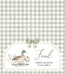 1113 Green Gingham Baby Boy Mallard Duck Baby Shower Food Label A: 1113 Green Gingham Baby Boy Mallard Duck Baby Shower Invitation Set