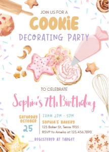 88BD Cookie Decorating Birthday Invitation design preview